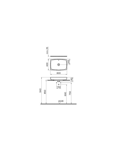 VITRA Metropole Umywalka nablatowa 60x40x16,5 cm