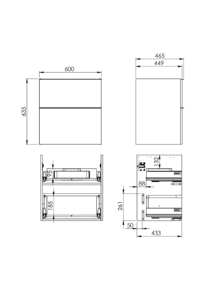 ELITA MEBLE  zestaw Szafka podumywalkowa look 60 cm + umywalka skappa  60 cm + uchwyty look 60 cm