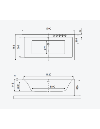 EXCELLENT Pryzmat Slim wanna prostokątna 170x75...
